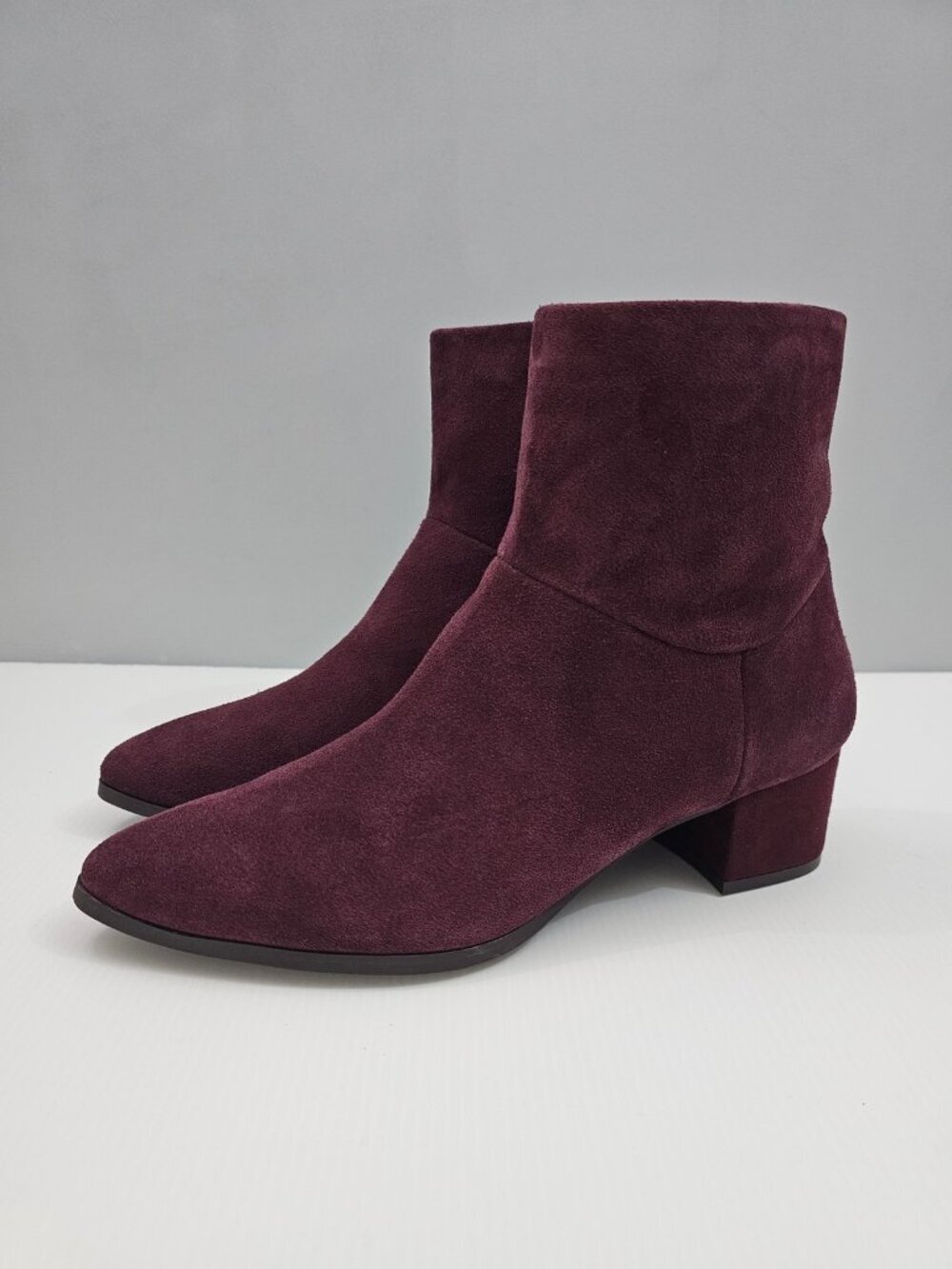 Blondo Arena Waterproof Ankle Boot Women 9 Wine Red Suede Pointed Toe Block Heel